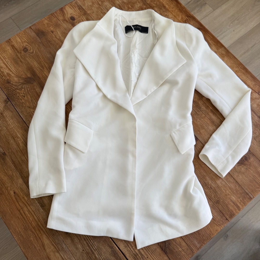 Zara Basic Collection White Open Front Draped Lap… - image 3